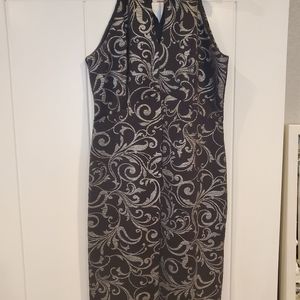 Enfocus Studio - Black dress with silver print, size 10